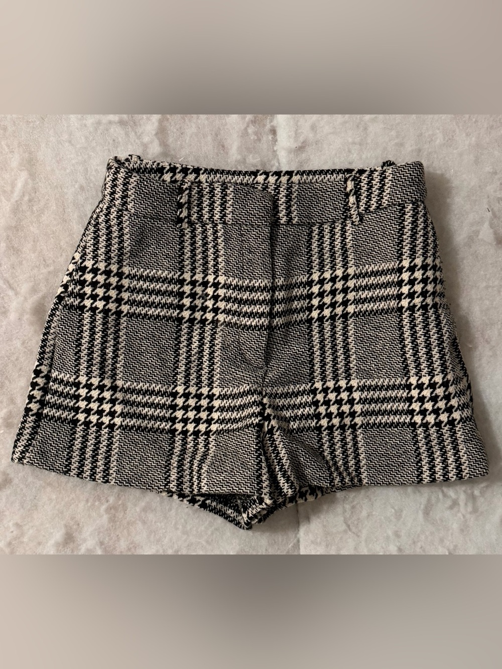 H&M Black and White Plaid High-Waist Bermuda Shorts (SKU273